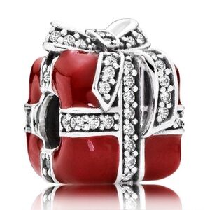 Pandora Sparkling Surprise Present Charm Red Enamel Holiday Gift Bead (Retired)